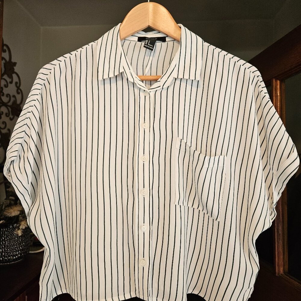 Forever 21 Striped Button Up Top - Size Small